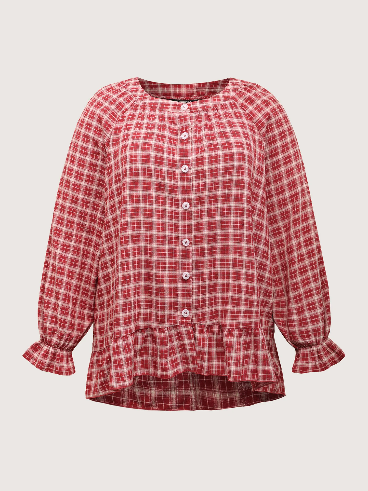 Gingham Ruffled Hem Loungewear Set - Image 10