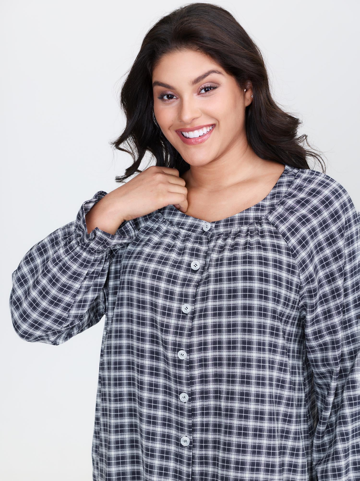 Gingham Ruffled Hem Loungewear Set - Image 17