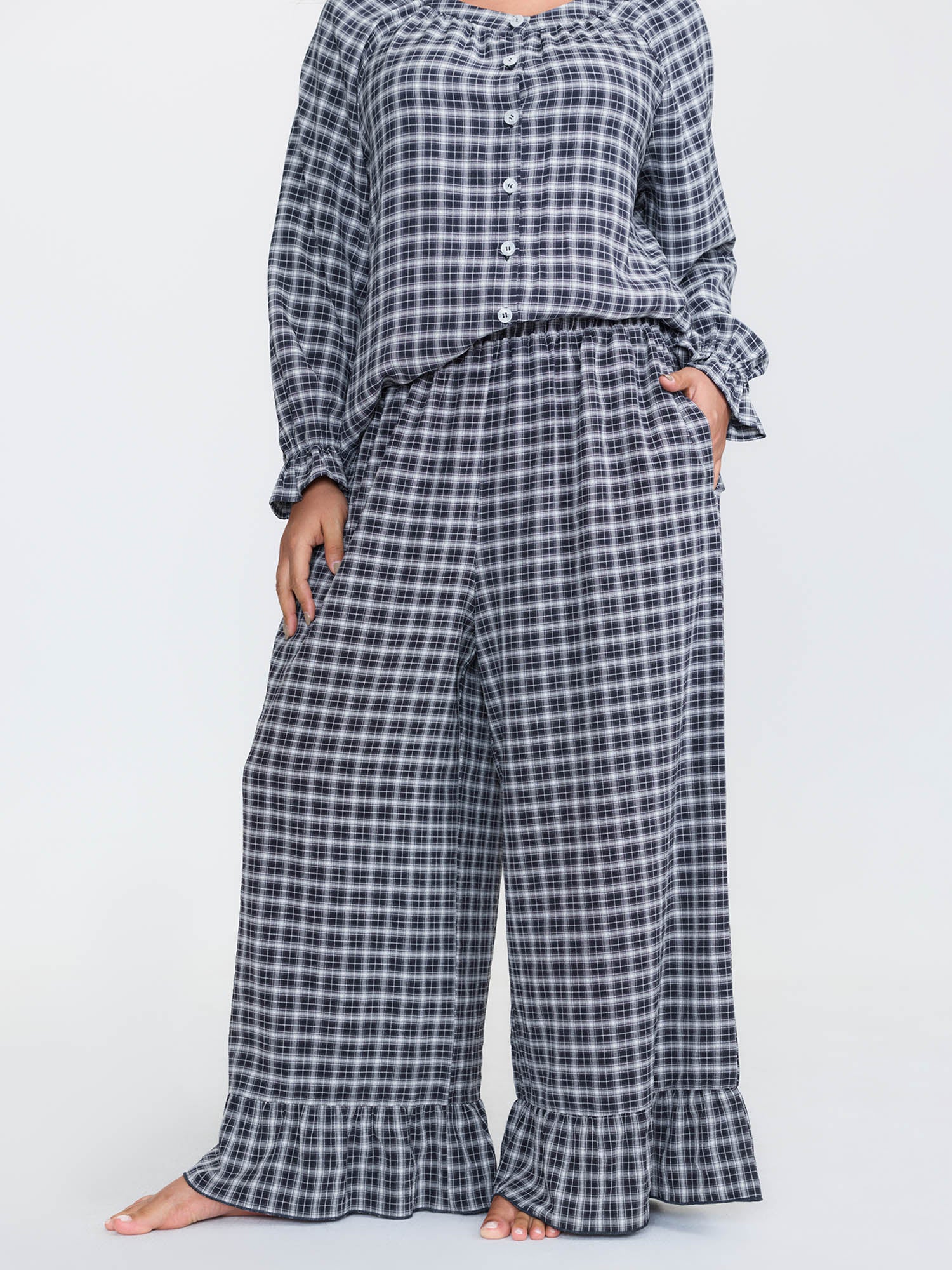 Gingham Ruffled Hem Loungewear Set - Image 18