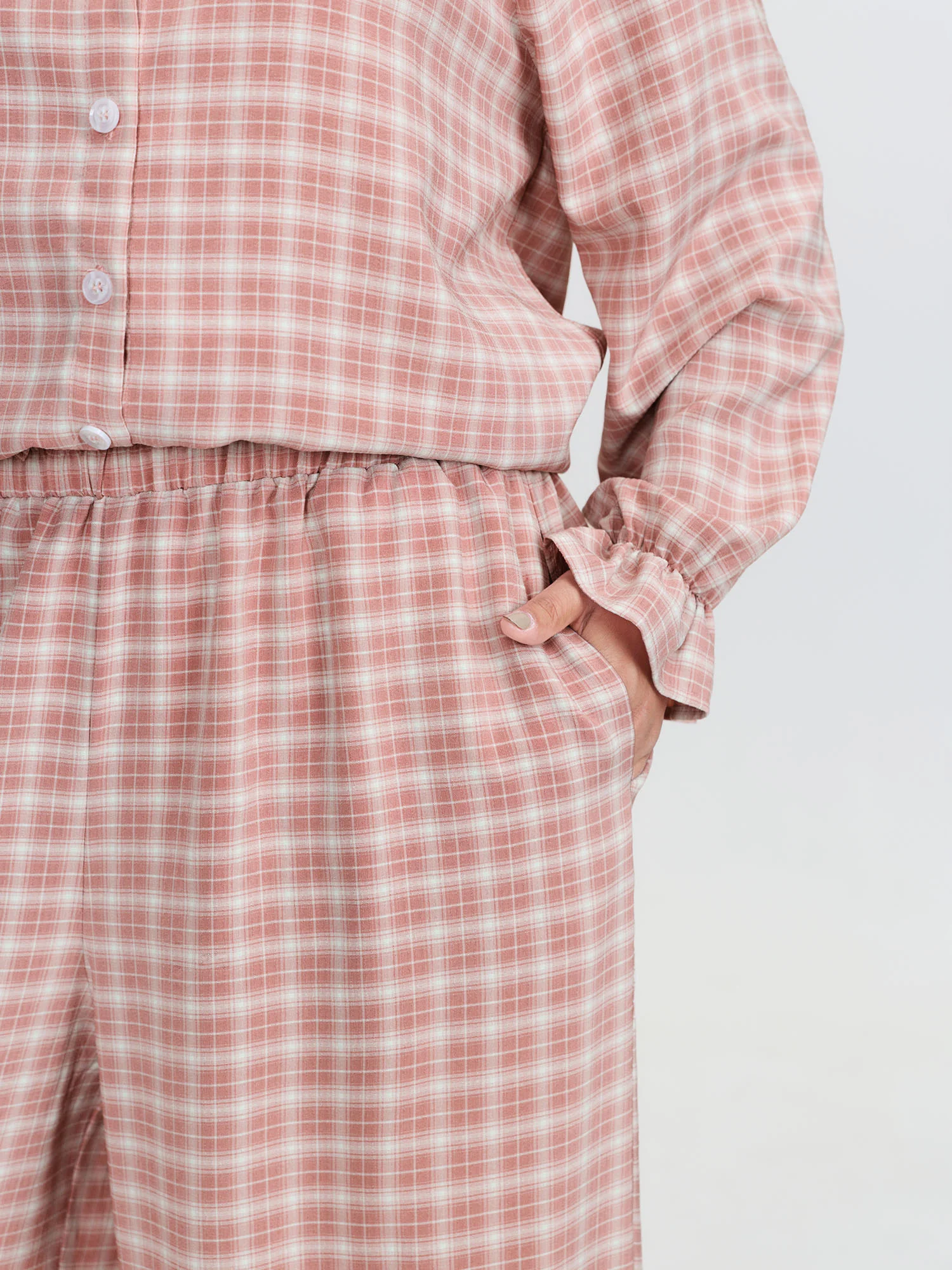 Gingham Ruffled Hem Loungewear Set - Image 26