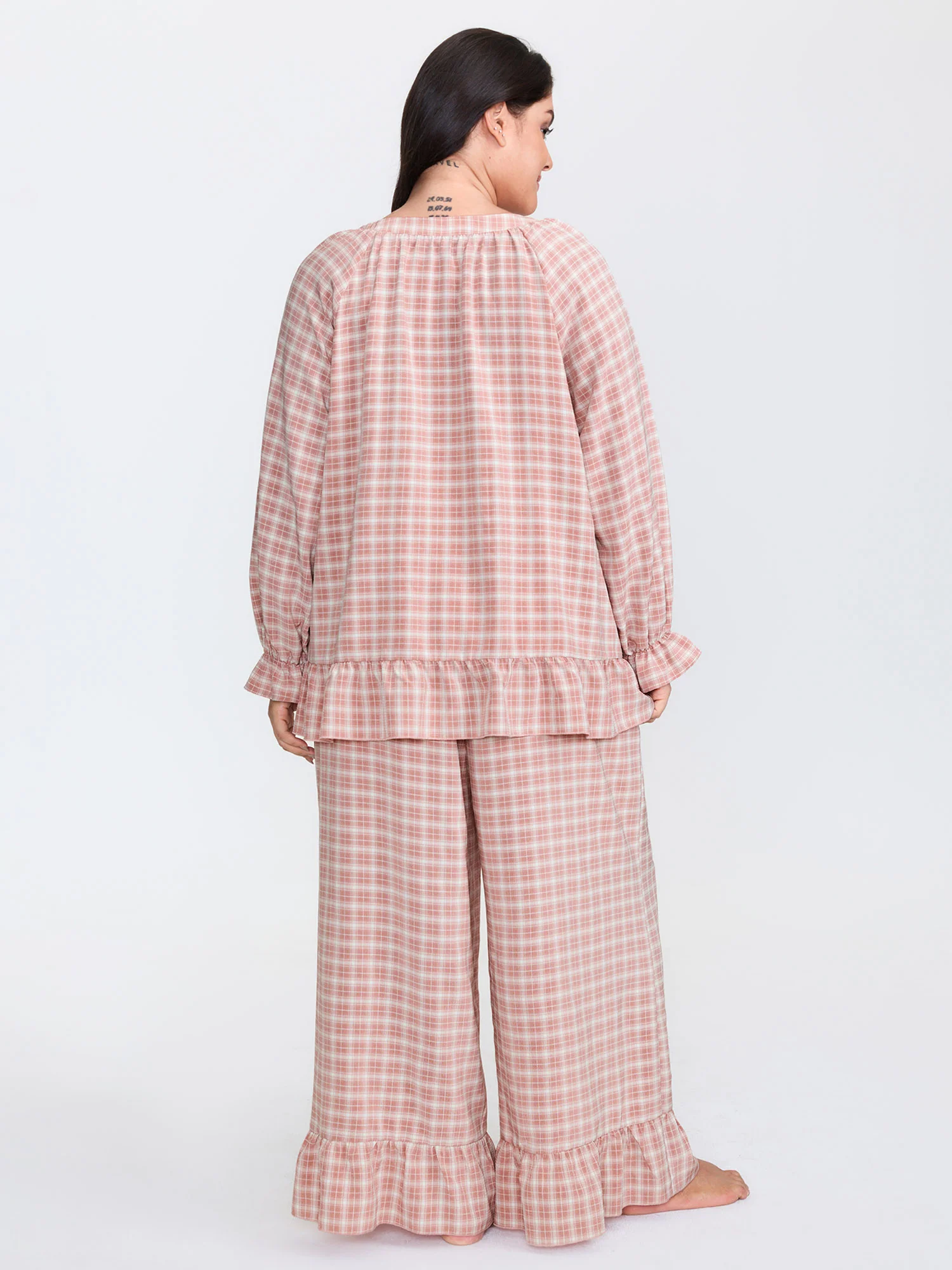 Gingham Ruffled Hem Loungewear Set - Image 28