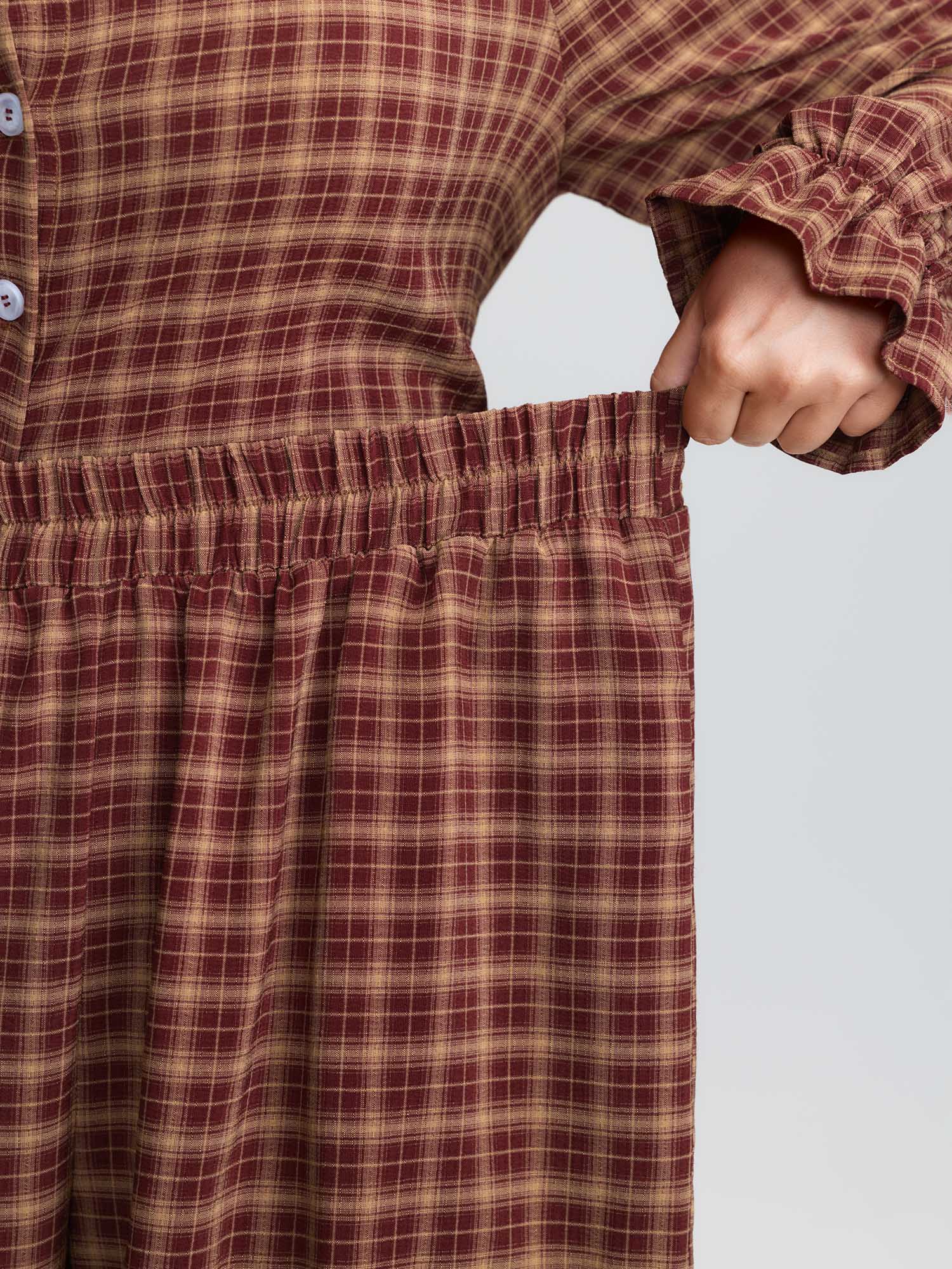 Gingham Ruffled Hem Loungewear Set - Image 34