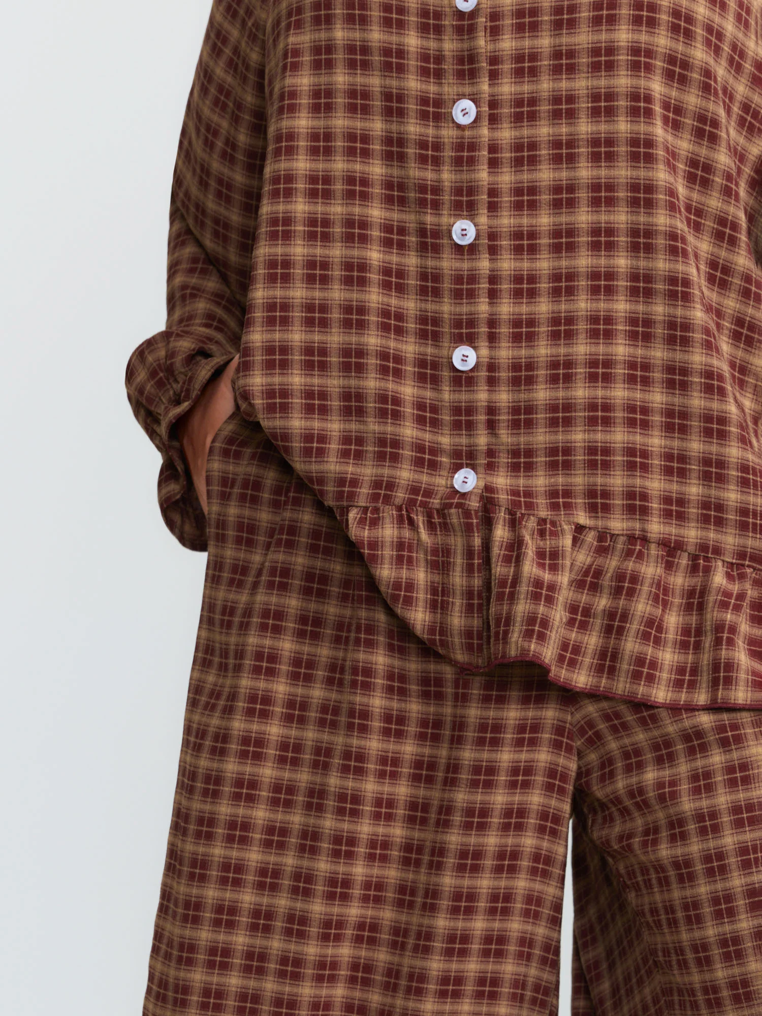 Gingham Ruffled Hem Loungewear Set - Image 35