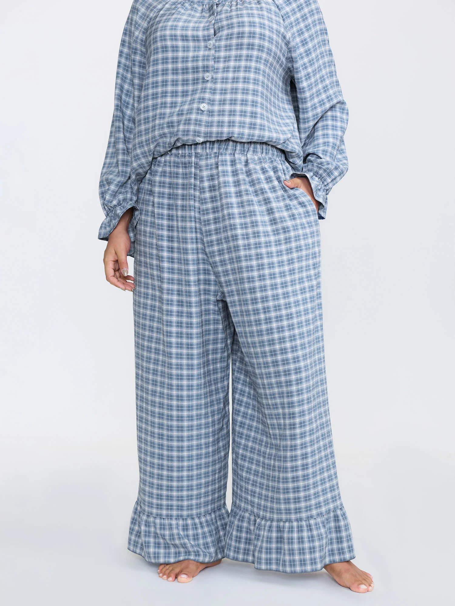 Gingham Ruffled Hem Loungewear Set - Image 39