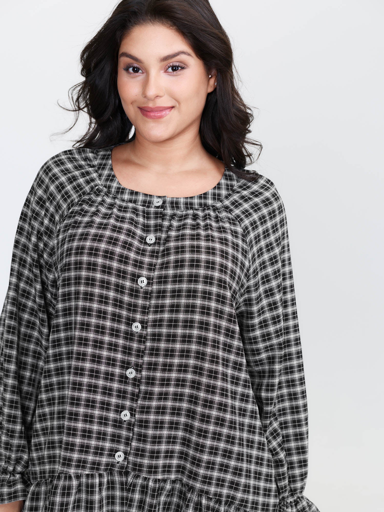 Gingham Ruffled Hem Loungewear Set - Image 44