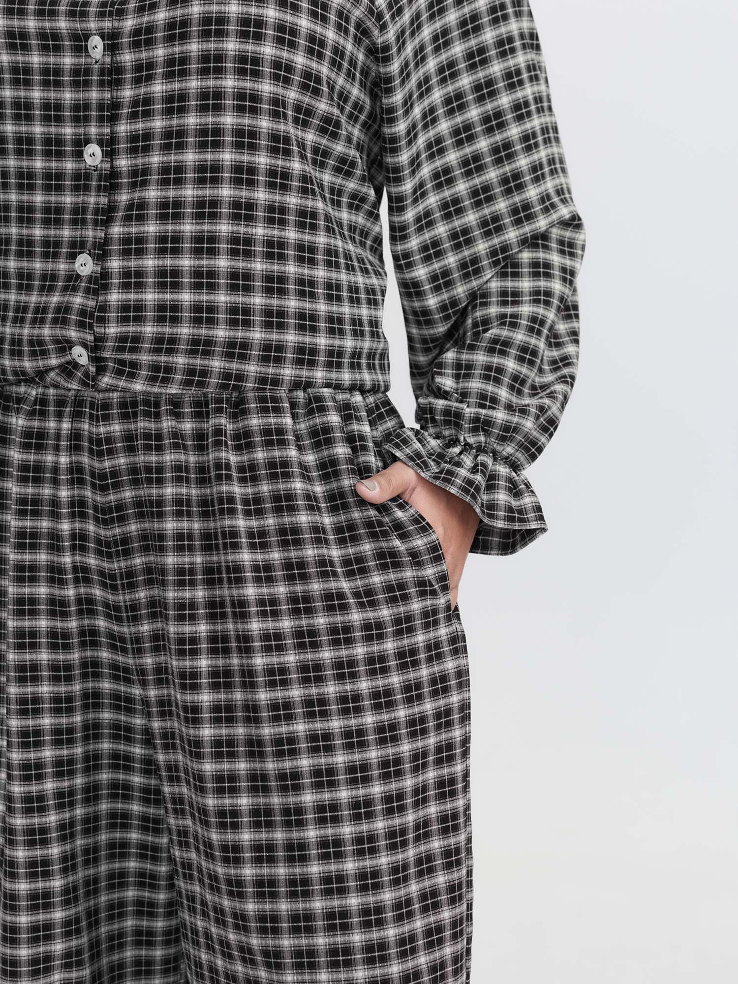 Gingham Ruffled Hem Loungewear Set - Image 47