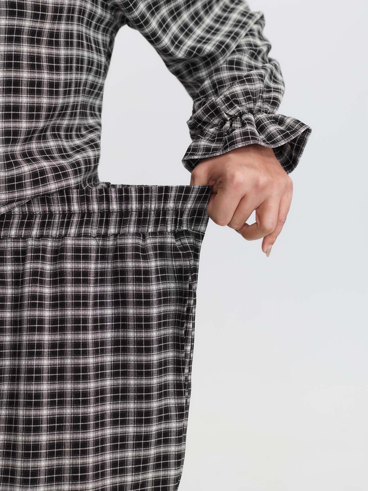 Gingham Ruffled Hem Loungewear Set - Image 48