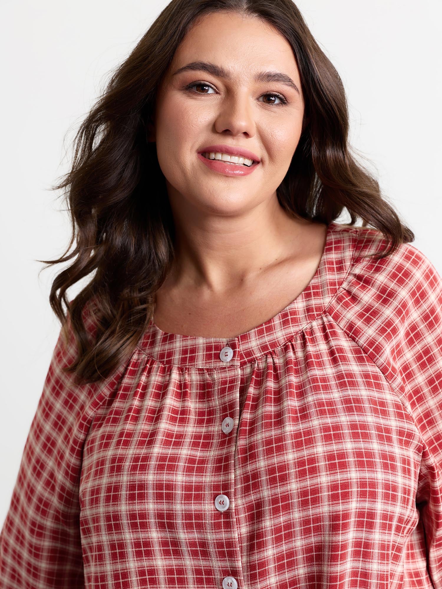 Gingham Ruffled Hem Loungewear Set - Image 5