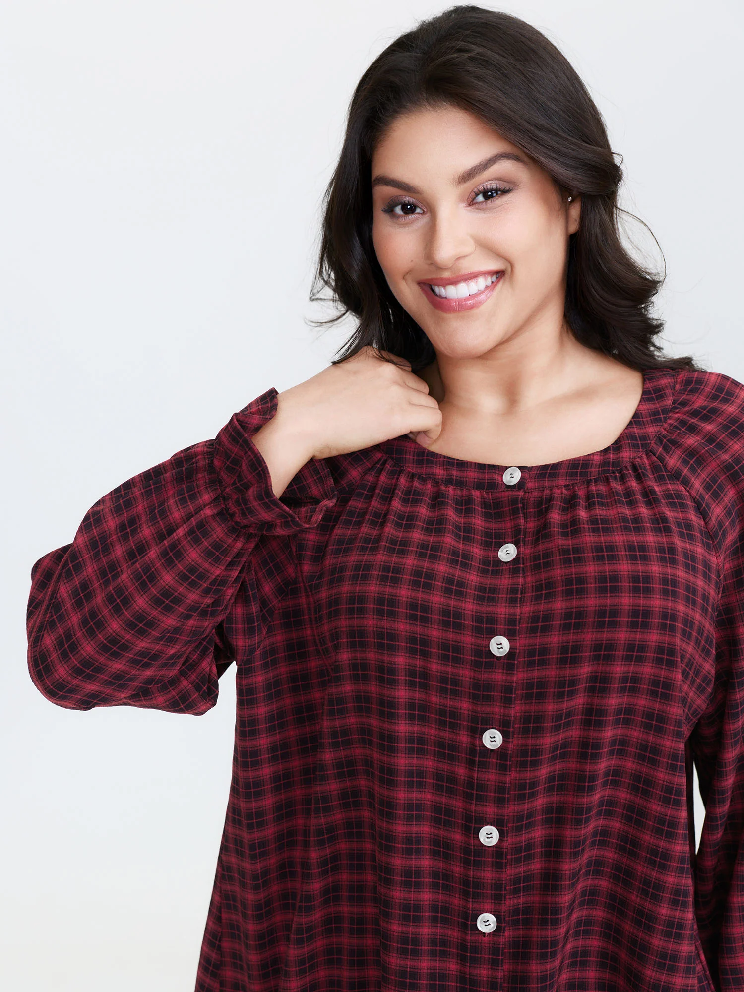 Gingham Ruffled Hem Loungewear Set - Image 52
