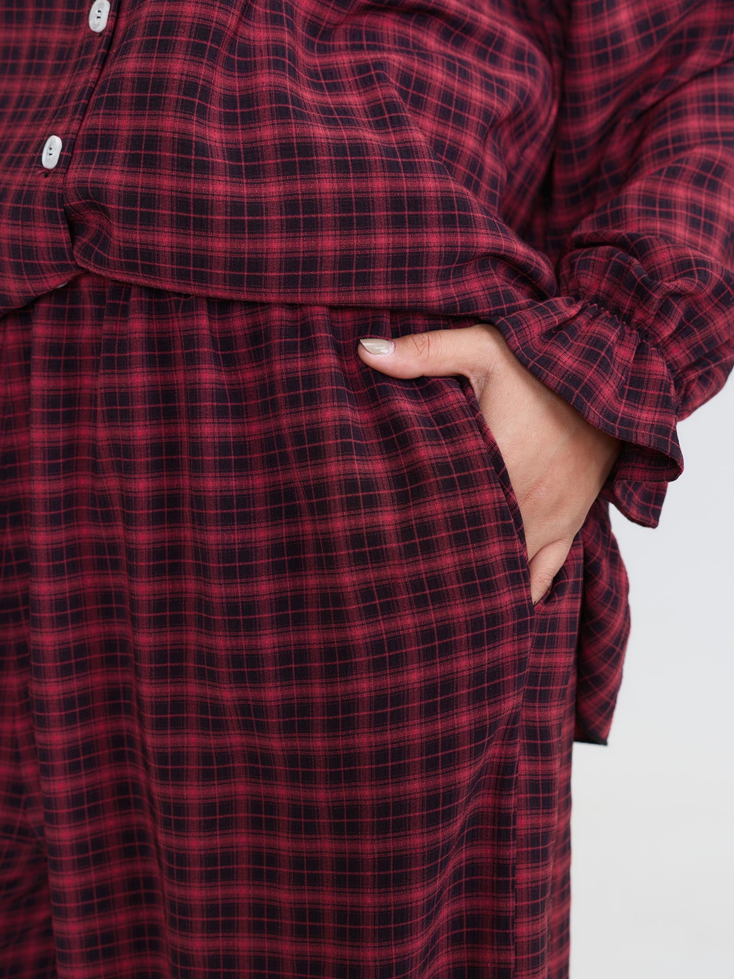 Gingham Ruffled Hem Loungewear Set - Image 54