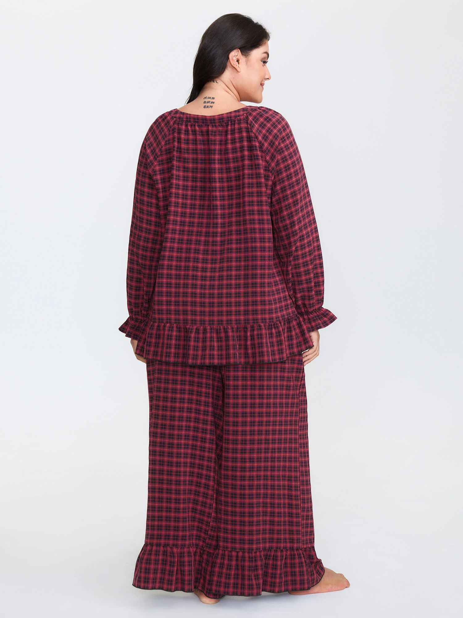 Gingham Ruffled Hem Loungewear Set - Image 56