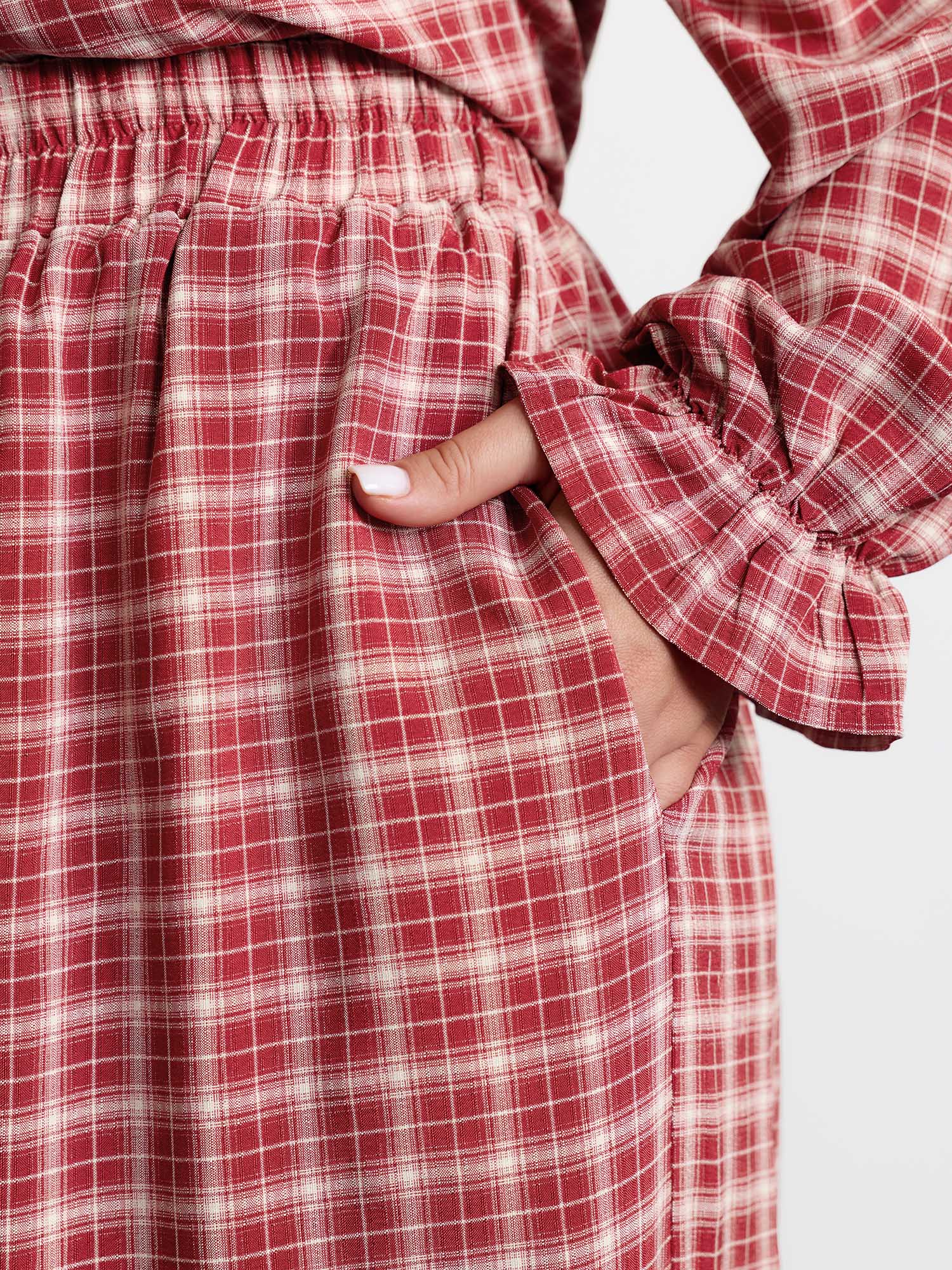 Gingham Ruffled Hem Loungewear Set - Image 6