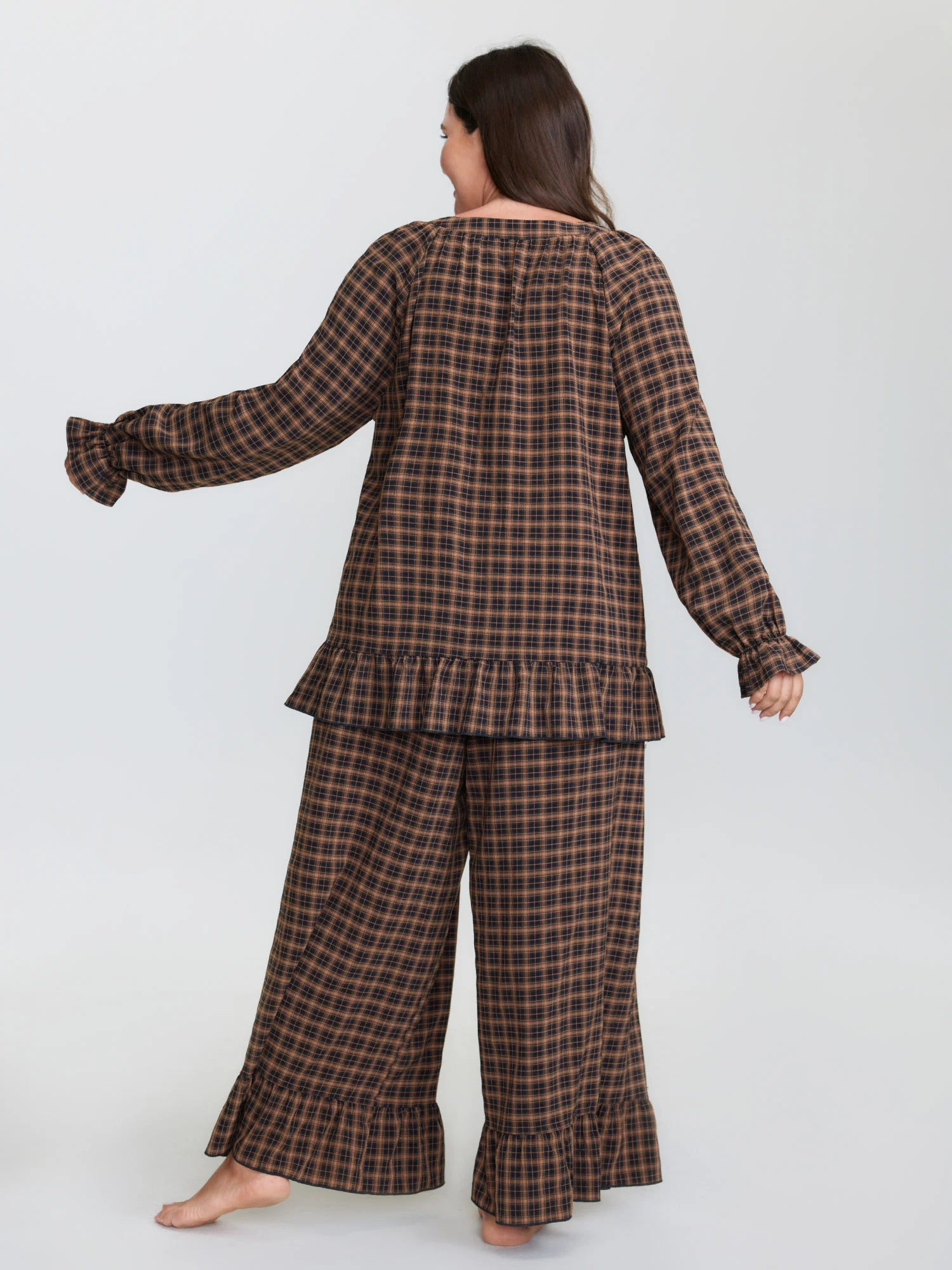 Gingham Ruffled Hem Loungewear Set - Image 61