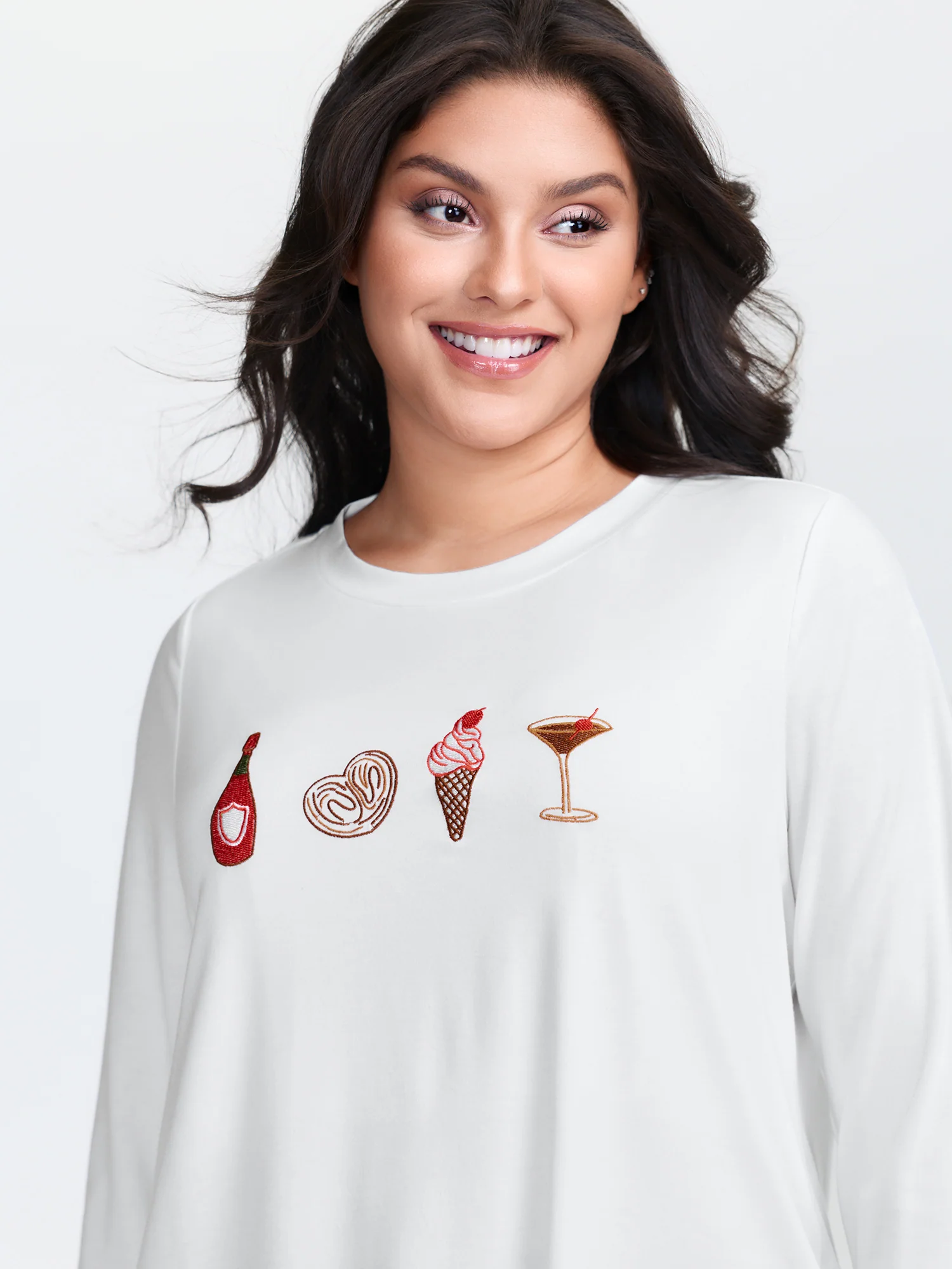 Girls Brunch Pattern Round Neck T-Shirt - Image 3