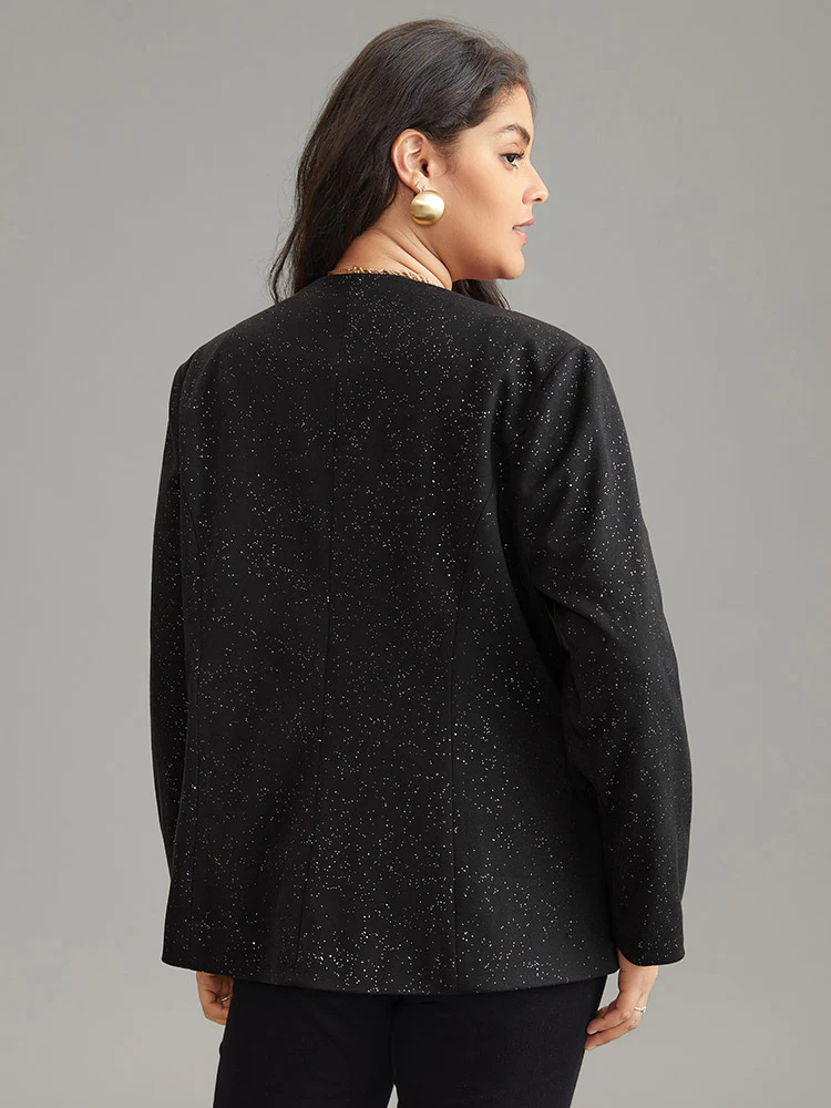 Glitter Flap Pocket Button Down Blazer - Image 2