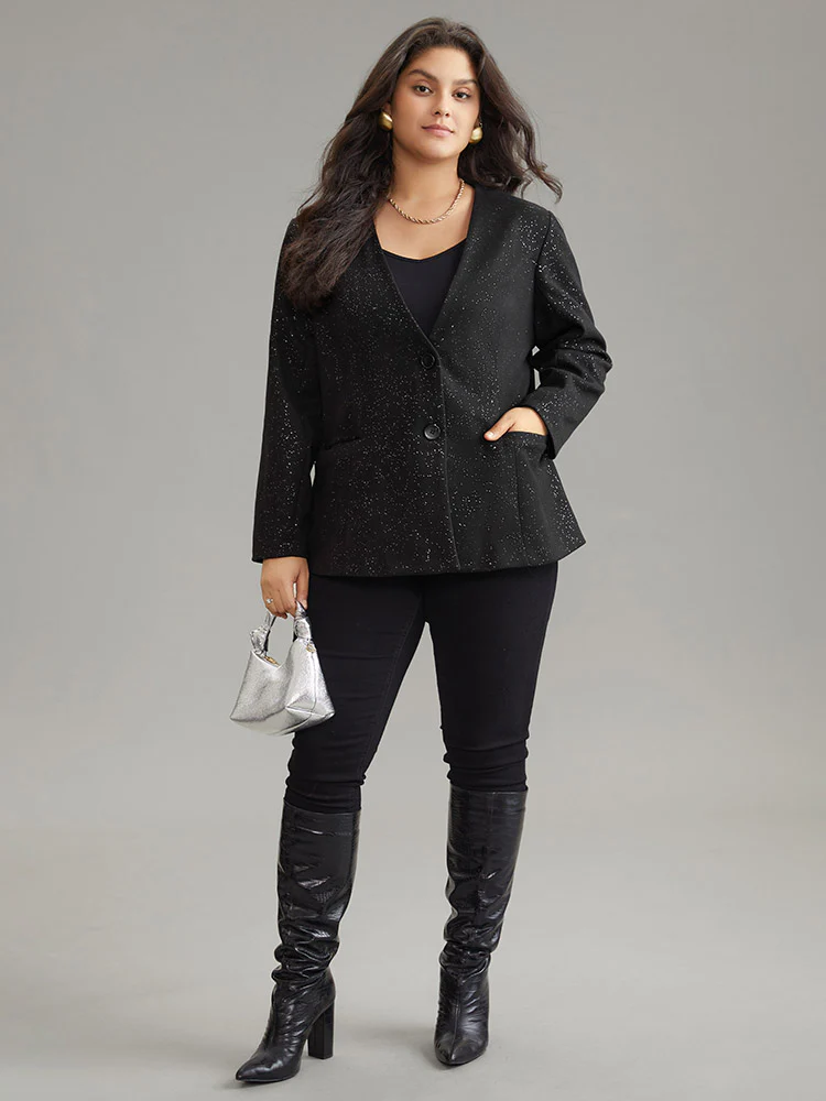 Glitter Flap Pocket Button Down Blazer - Image 4