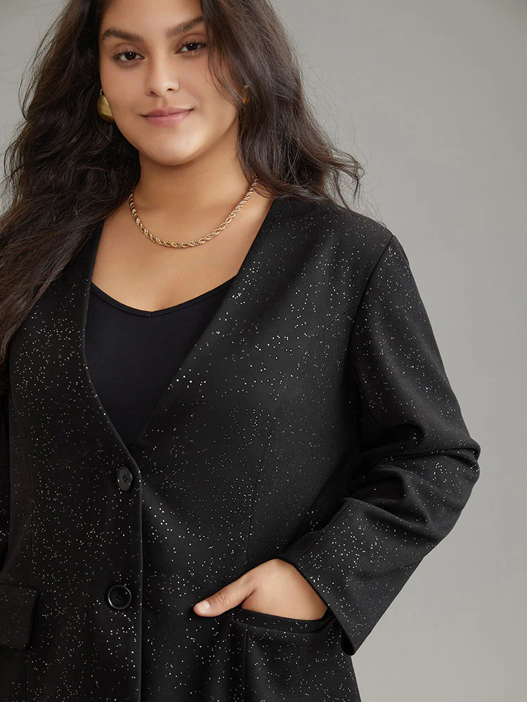 Glitter Flap Pocket Button Down Blazer - Image 5