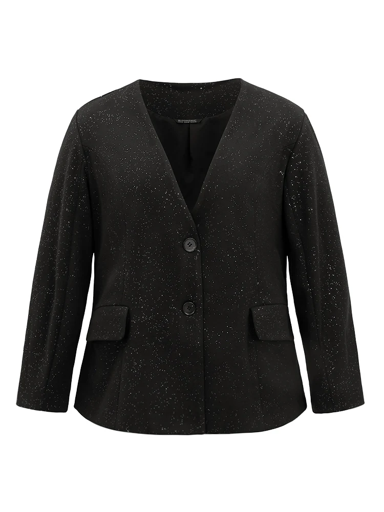 Glitter Flap Pocket Button Down Blazer - Image 6