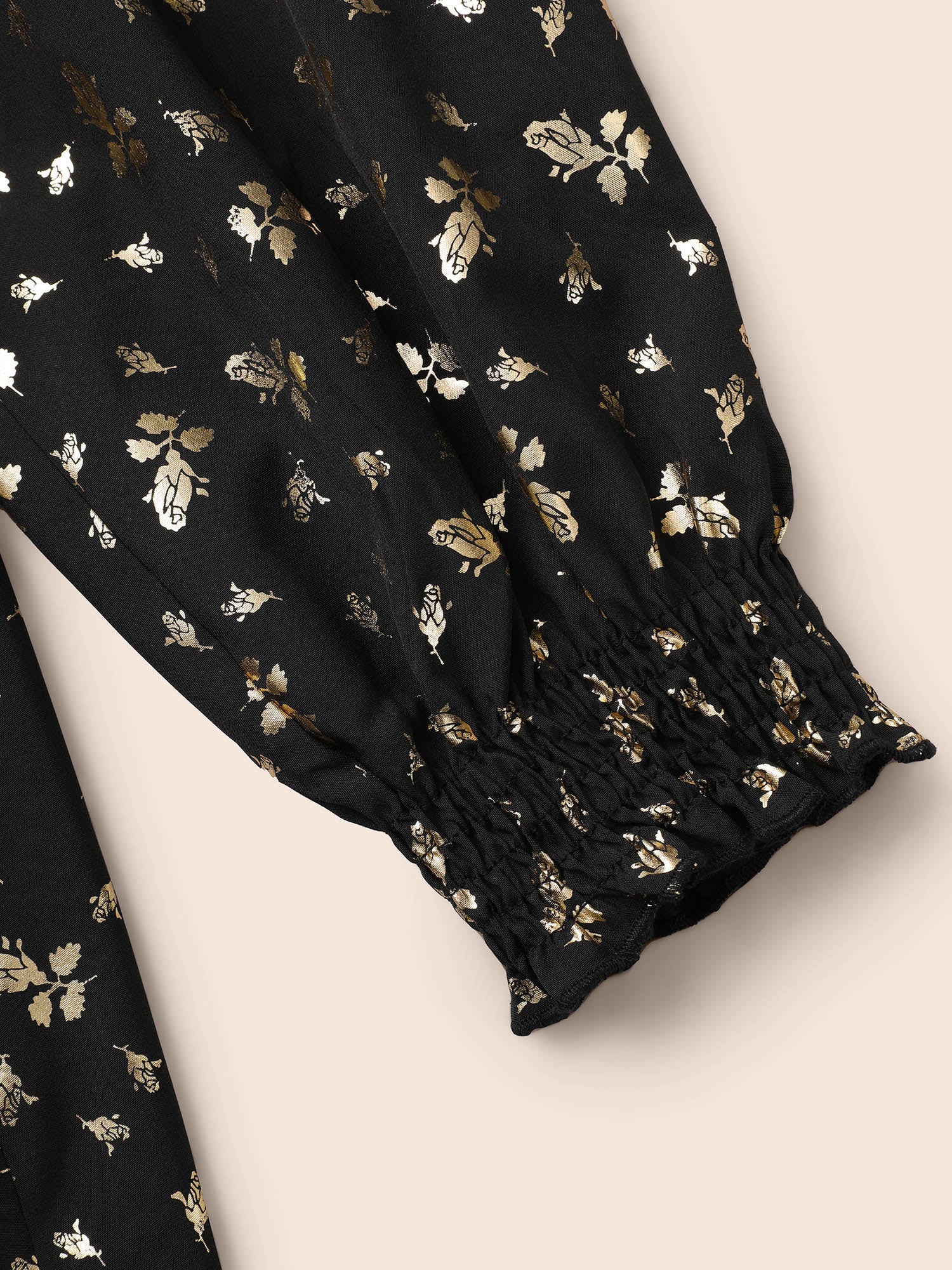 Glitter Floral Frill Trim Shirred Dress - Image 5