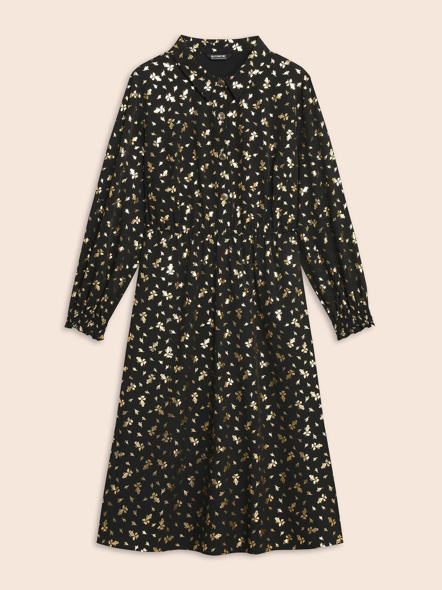 Glitter Floral Frill Trim Shirred Dress - Image 6
