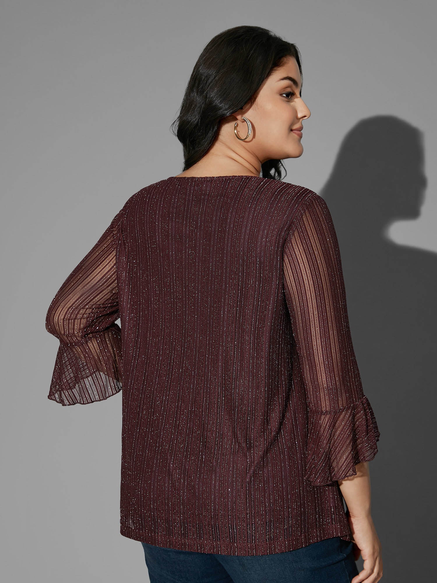 Glitter Gathered Patchwork Ruffles Top - Image 5