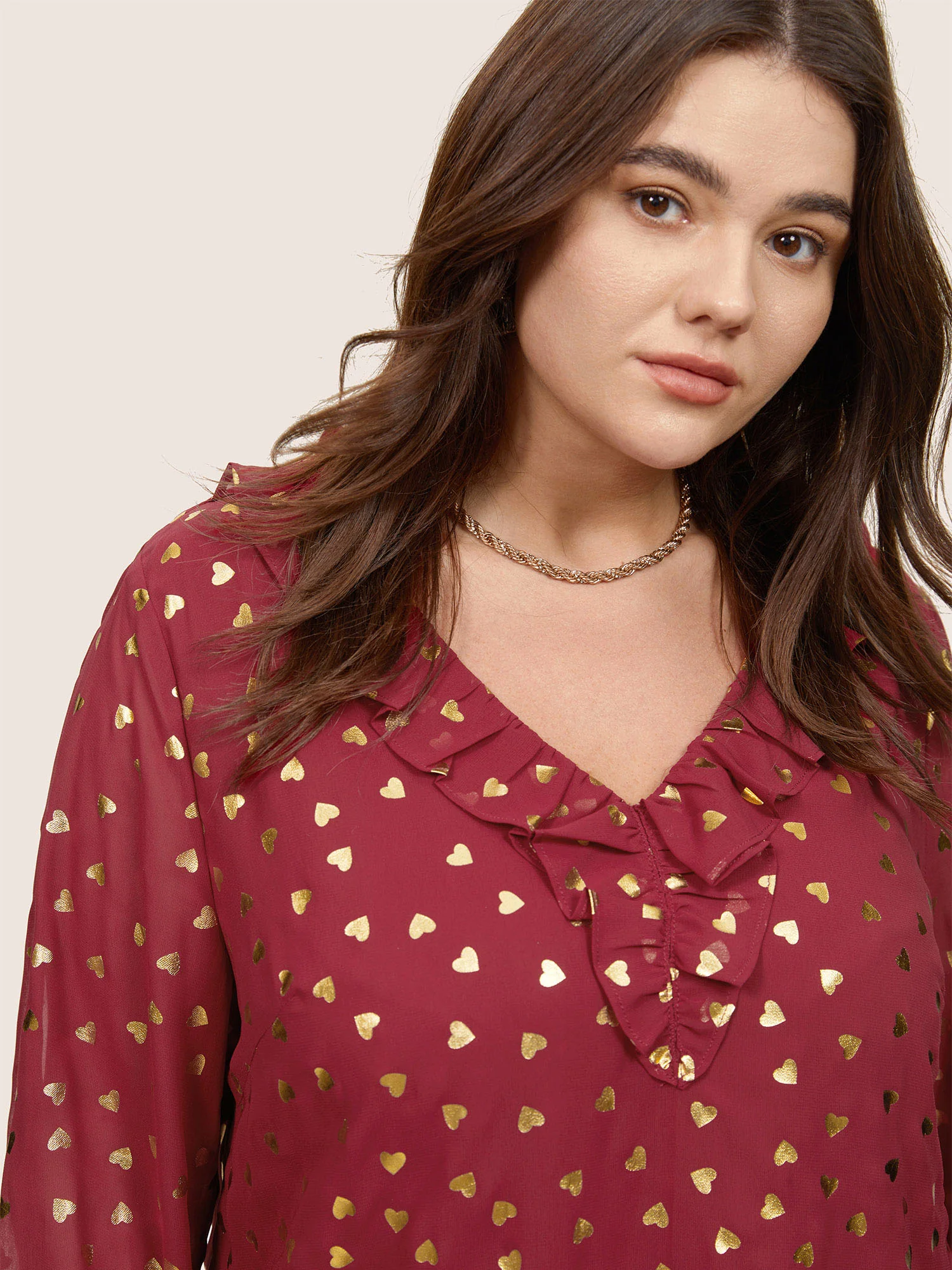 Glitter Heart Flutters Lantern Sleeve Blouse - Image 4