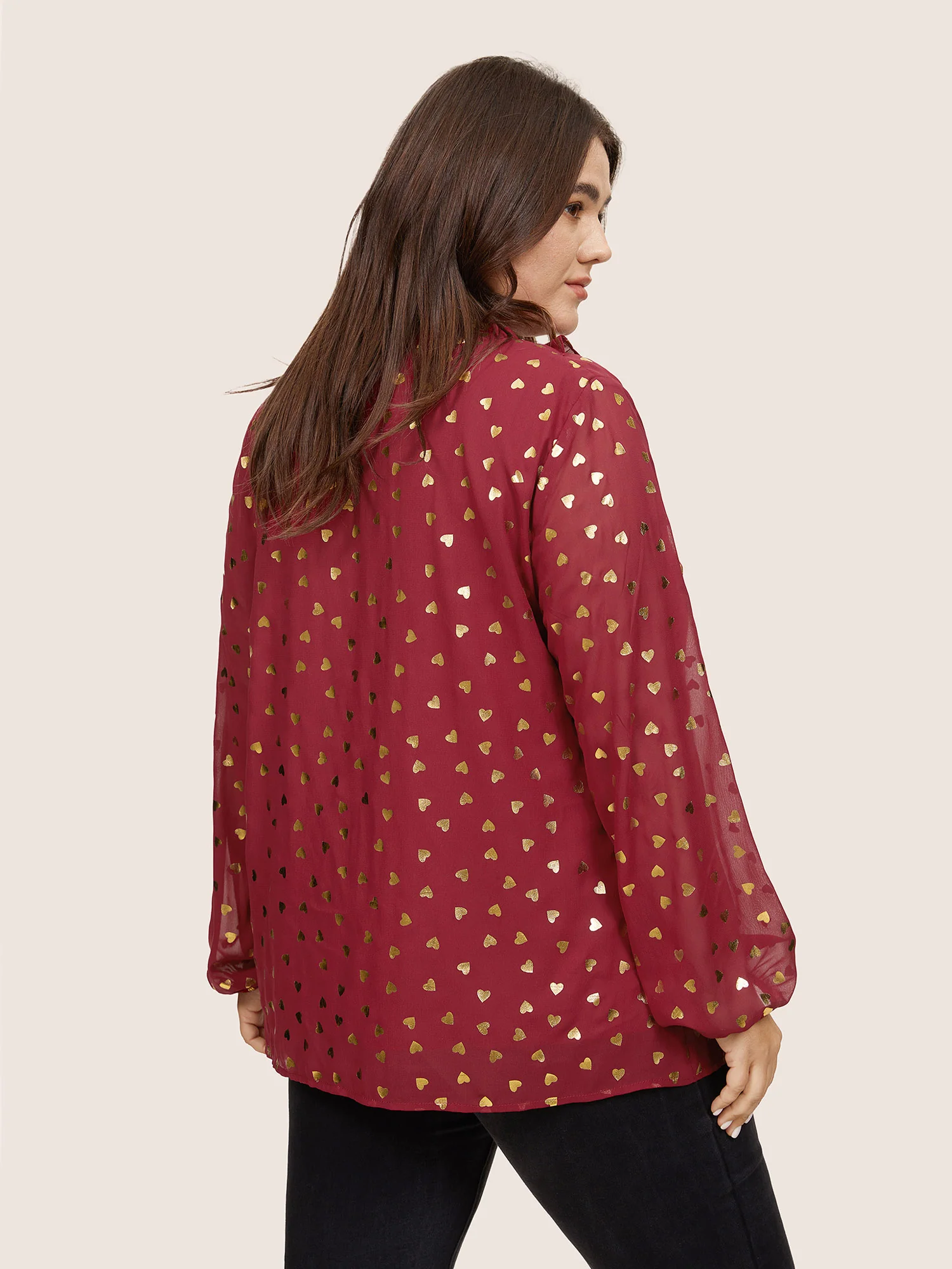 Glitter Heart Flutters Lantern Sleeve Blouse - Image 5
