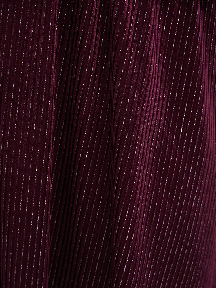 Glitter Lantern Sleeve Surplice Neck Shirred Dress - Image 18