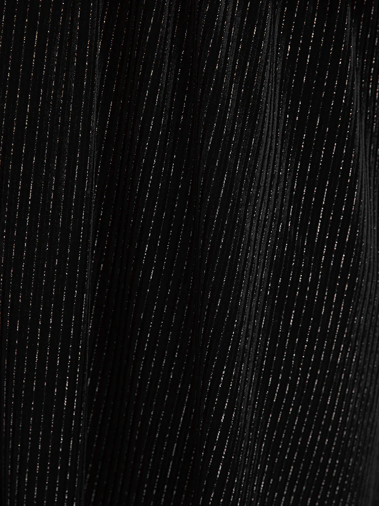 Glitter Lantern Sleeve Surplice Neck Shirred Dress - Image 8