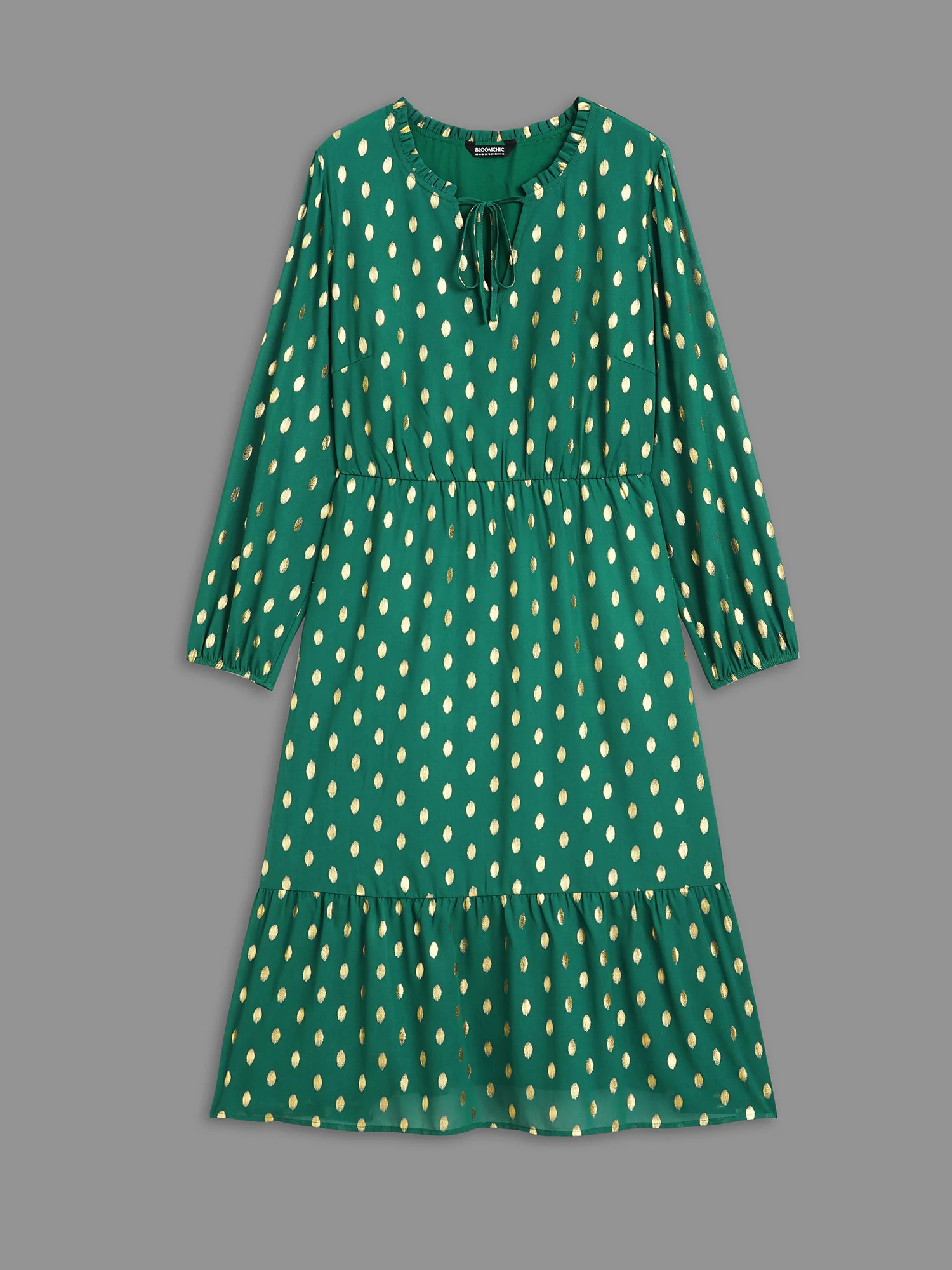 Glitter Notched Collar Tiered Hem Midi Dress - Image 7