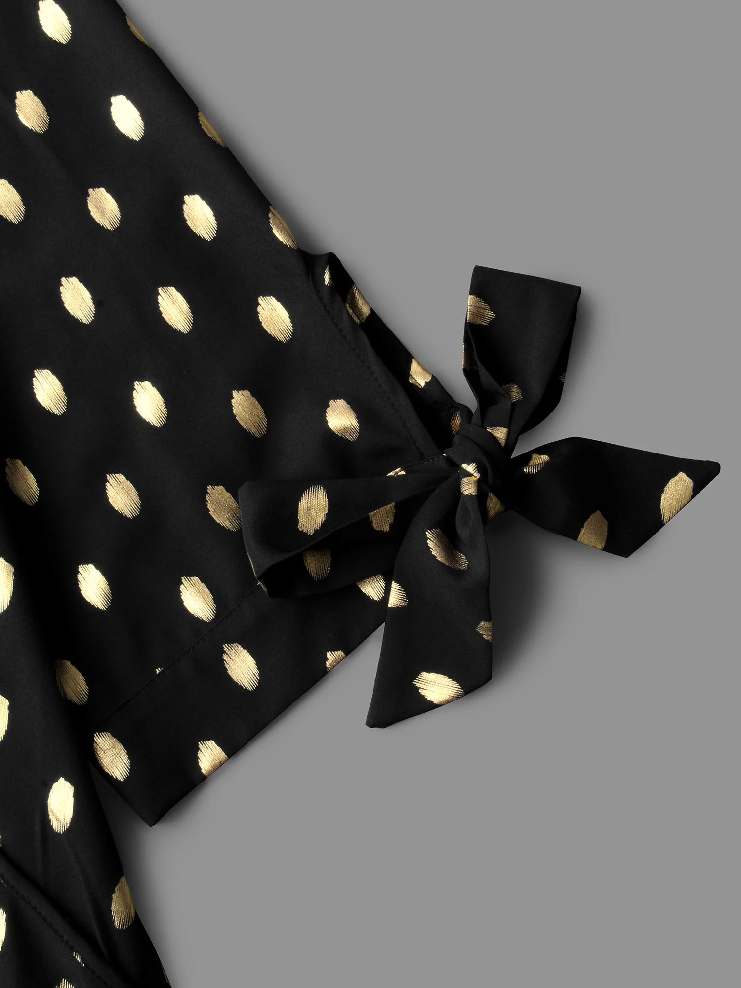 Glitter Overlap Collar Tie Knot Blouse - Image 6