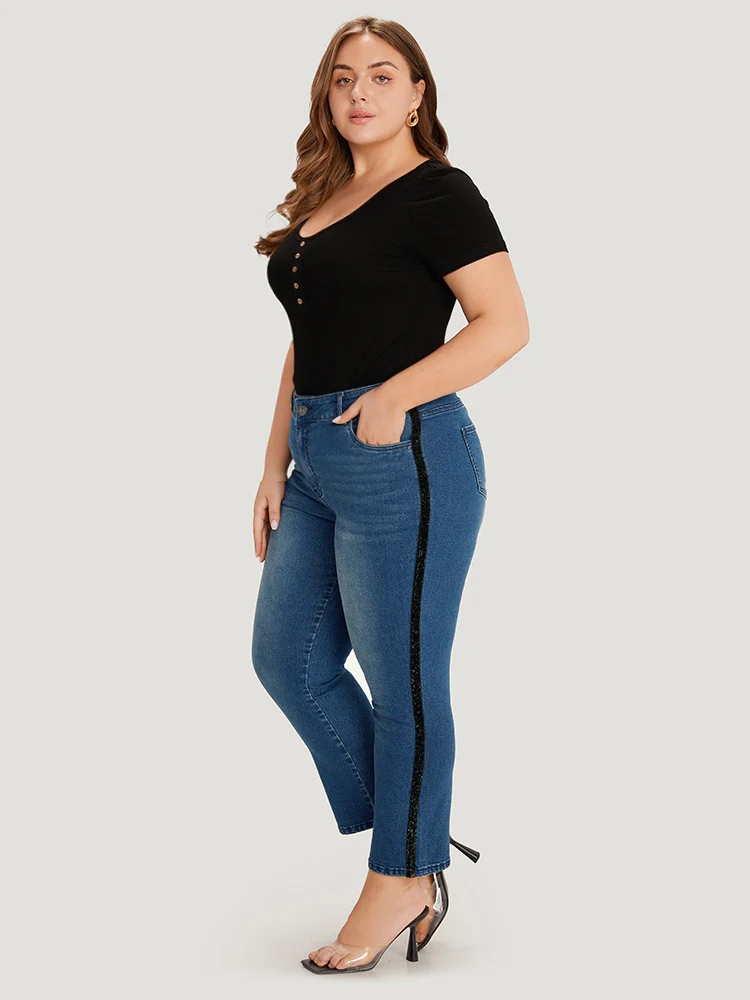 Glitter Patchwork High Rise Very Stretchy Jeans - Image 2