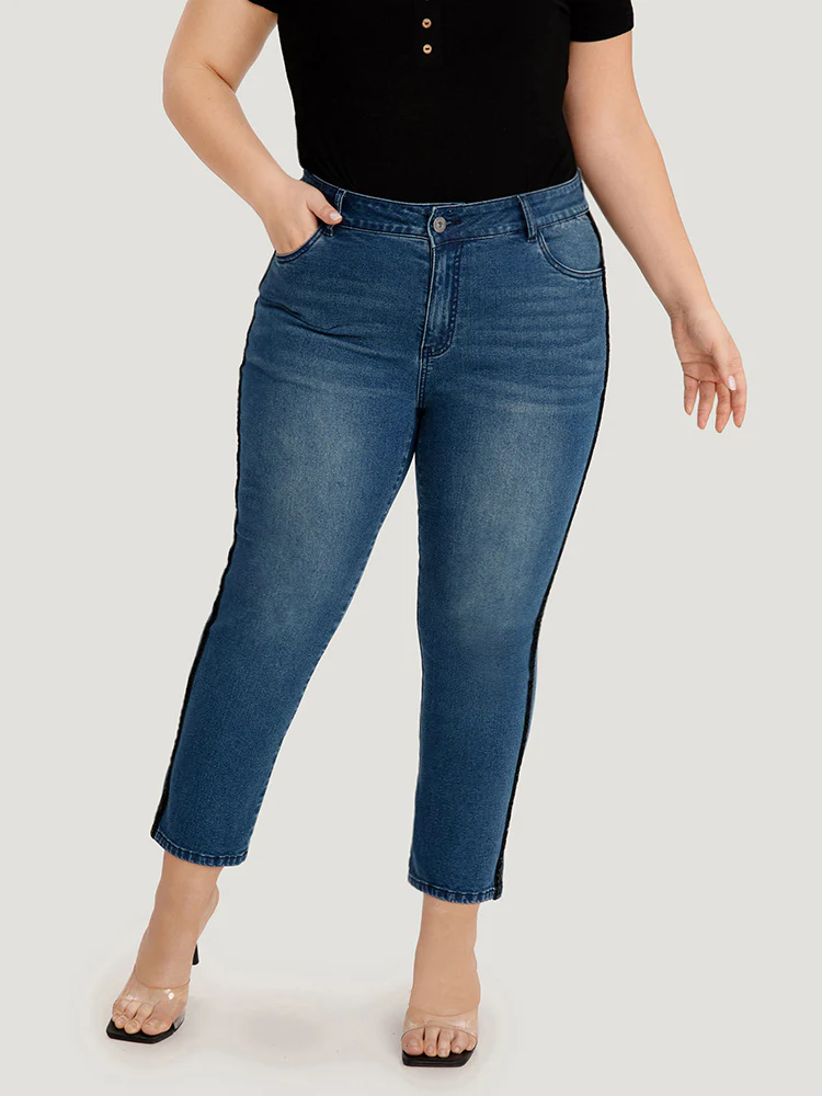 Glitter Patchwork High Rise Very Stretchy Jeans - Image 3