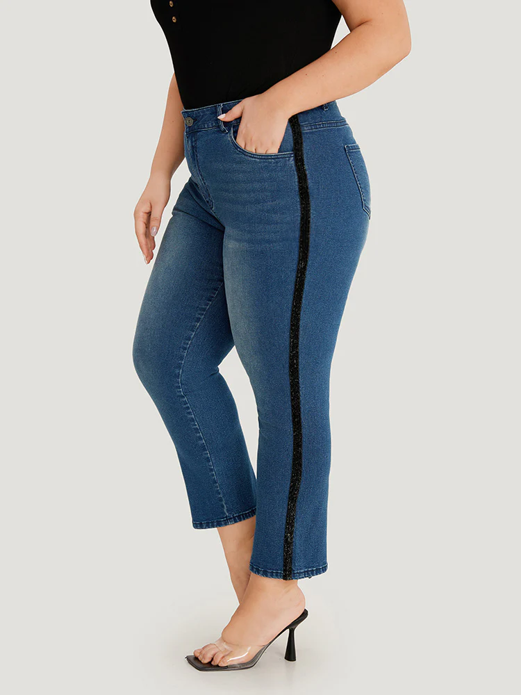 Glitter Patchwork High Rise Very Stretchy Jeans - Image 5