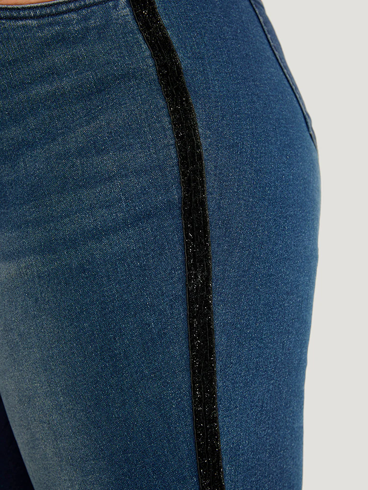 Glitter Patchwork High Rise Very Stretchy Jeans - Image 8