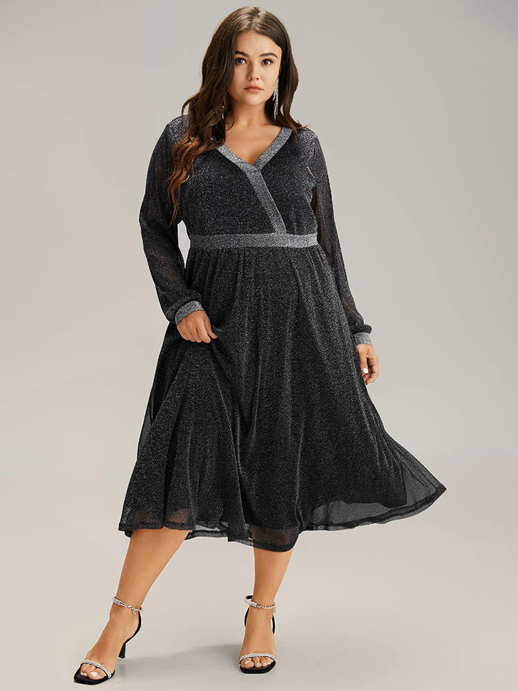 Lurex Patchwork Mesh Elastic Waist Dress - Image 2