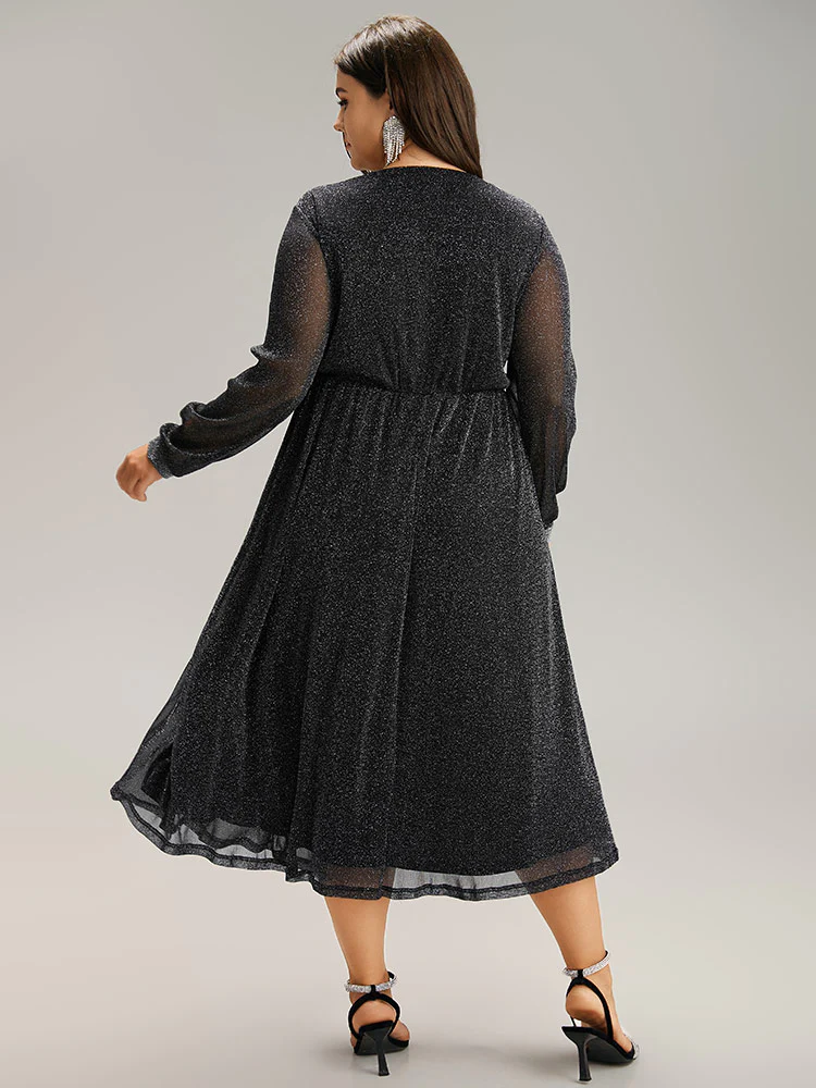 Lurex Patchwork Mesh Elastic Waist Dress - Image 4
