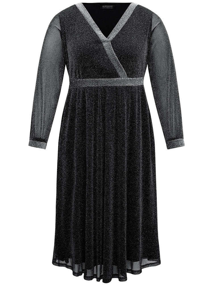 Lurex Patchwork Mesh Elastic Waist Dress - Image 7