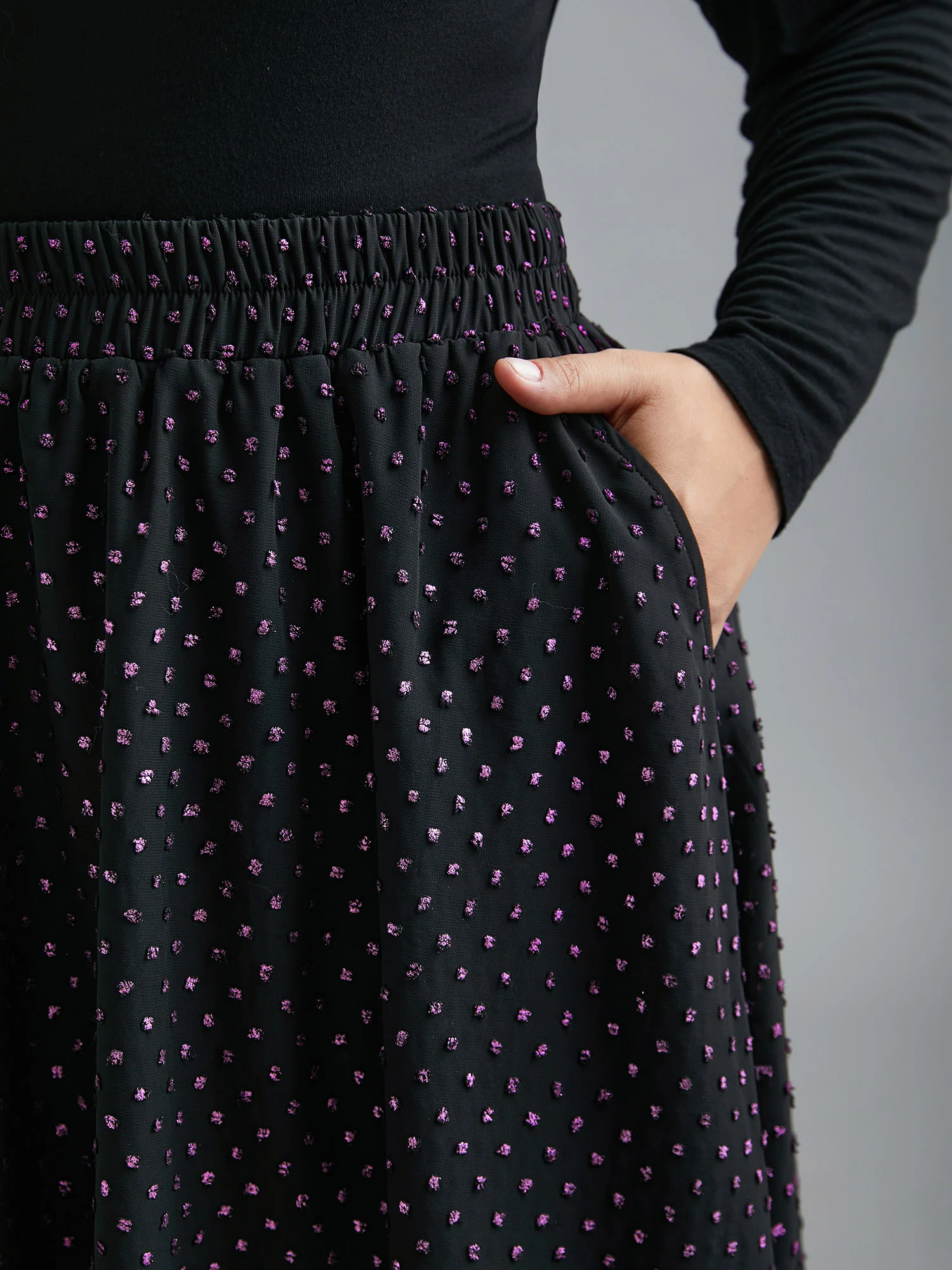 Glitter Polka Dot Pleated Skirt - Image 2