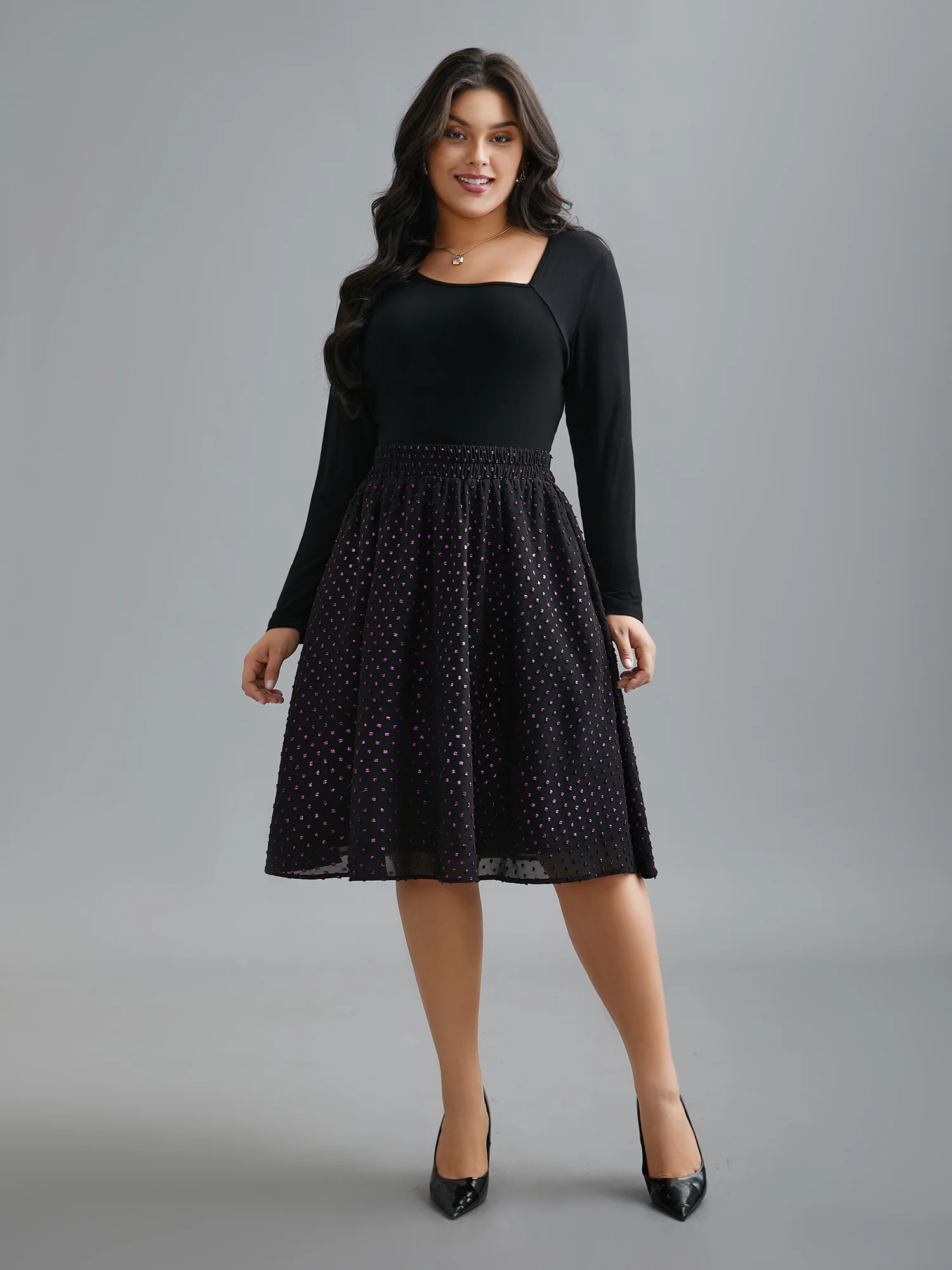 Glitter Polka Dot Pleated Skirt - Image 3