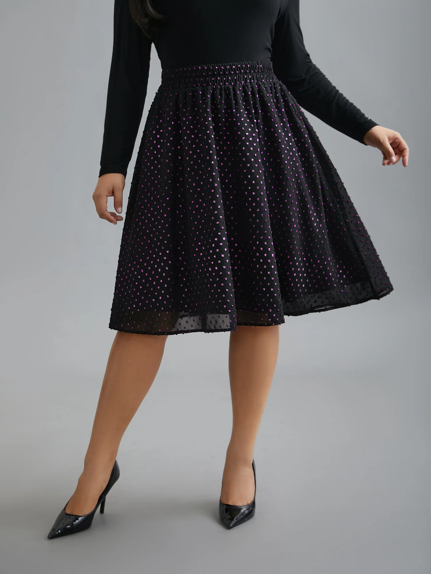 Glitter Polka Dot Pleated Skirt - Image 5