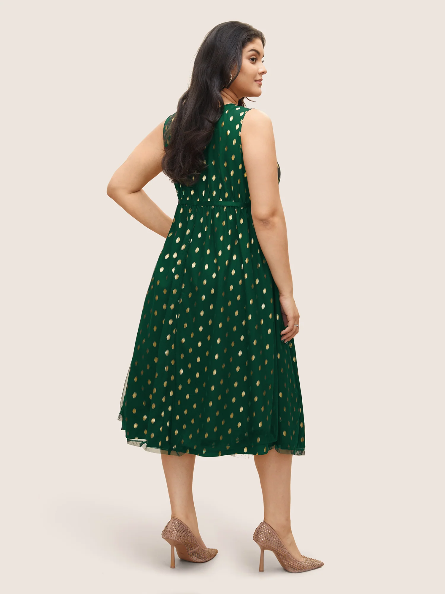 Glitter Polka Dot Pocket Patchwork Tank Dress - Image 10