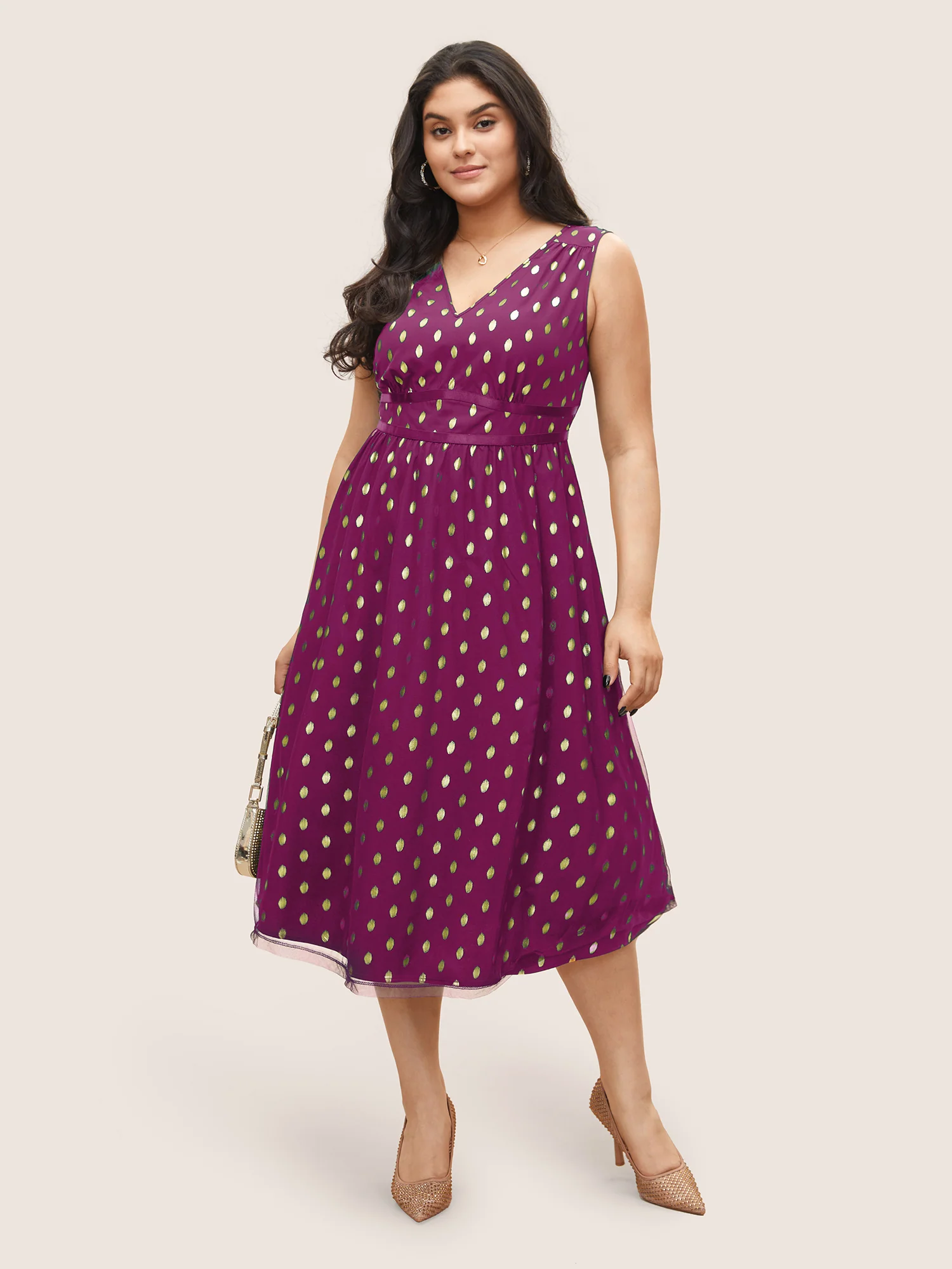 Glitter Polka Dot Pocket Patchwork Tank Dress - Image 13