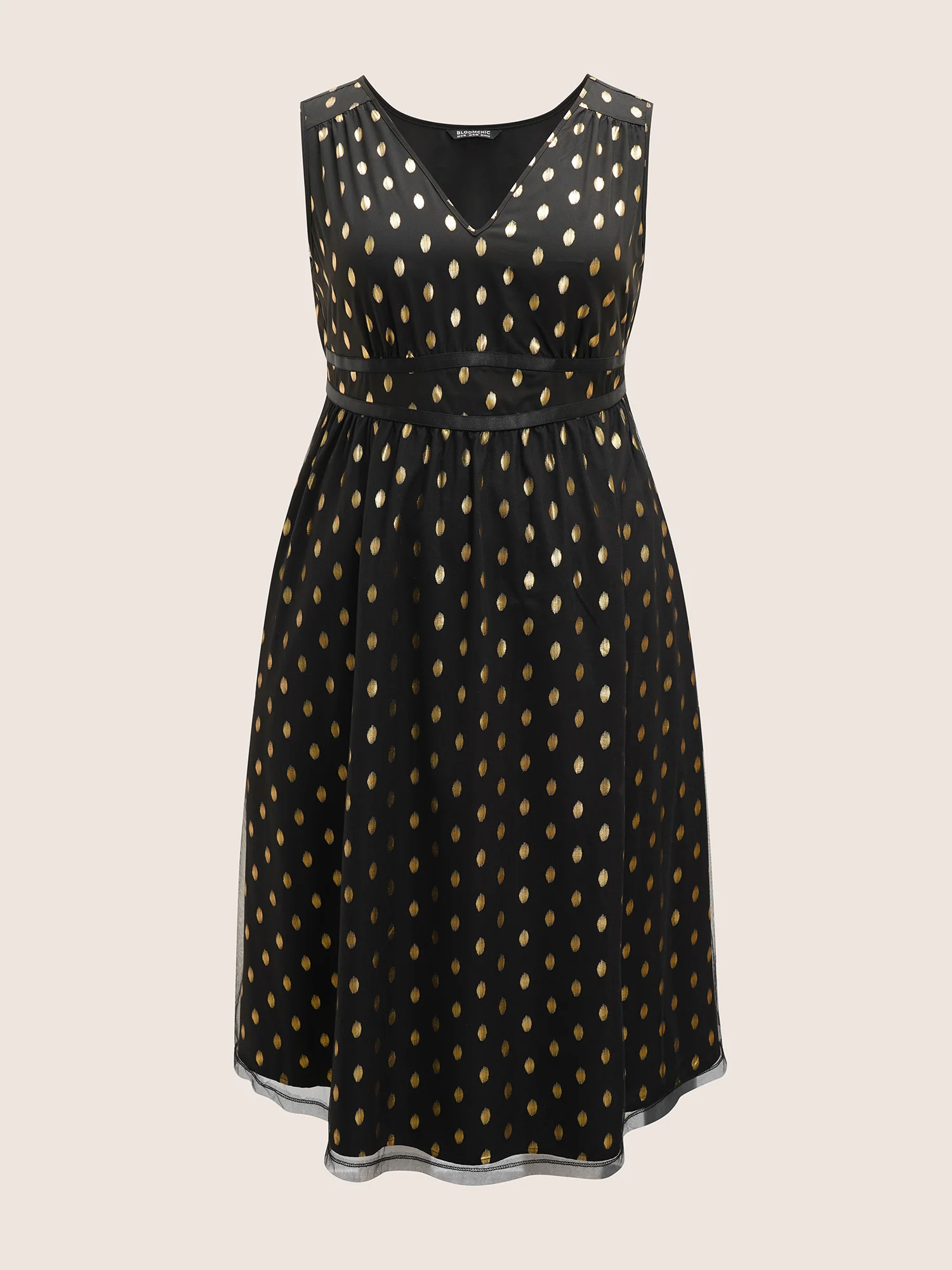 Glitter Polka Dot Pocket Patchwork Tank Dress - Image 7