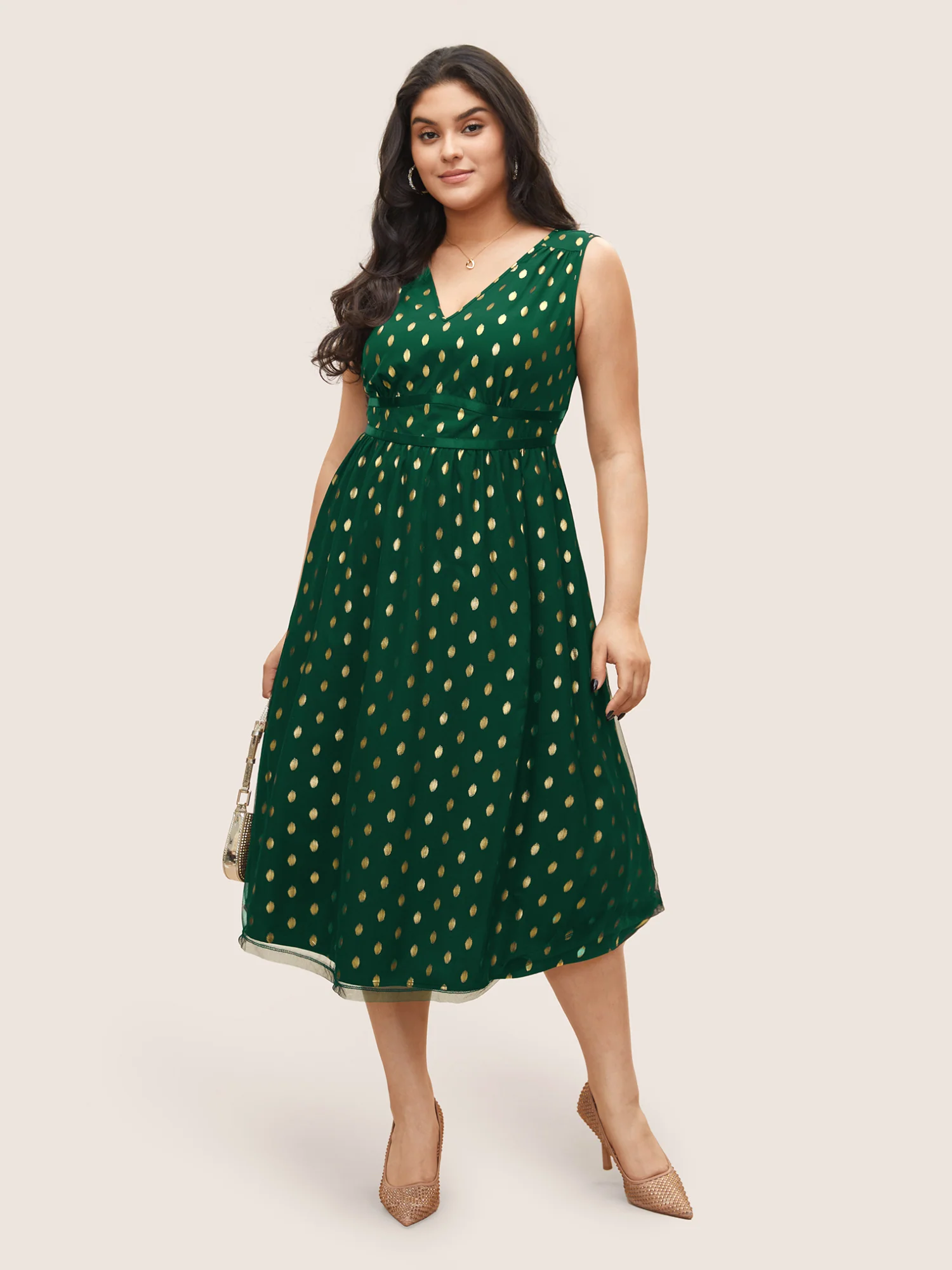 Glitter Polka Dot Pocket Patchwork Tank Dress - Image 9