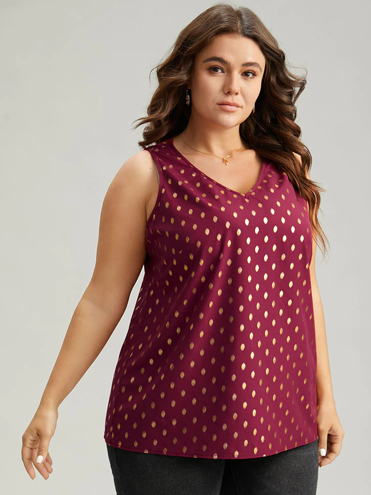 Glitter Polka Dot V Neck Tank Top - Image 3