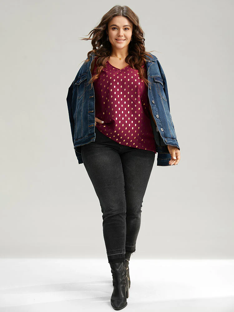Glitter Polka Dot V Neck Tank Top - Image 4