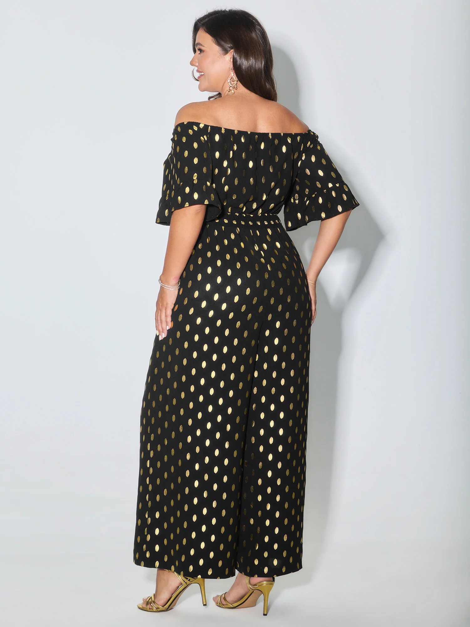 Glitter Polka Dots Off-Shoulder Jumpsuit - Image 4