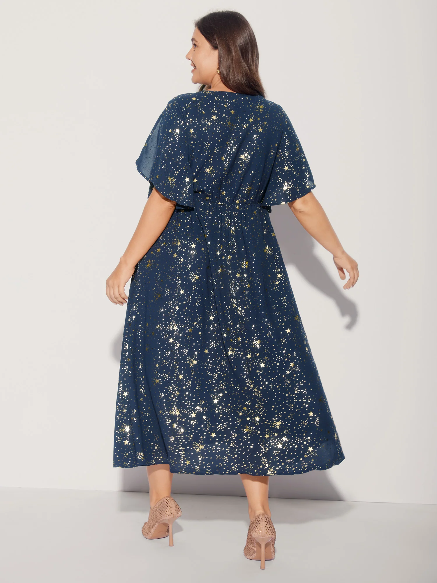 Glitter Star Split Sleeve Midi Dress - Image 4