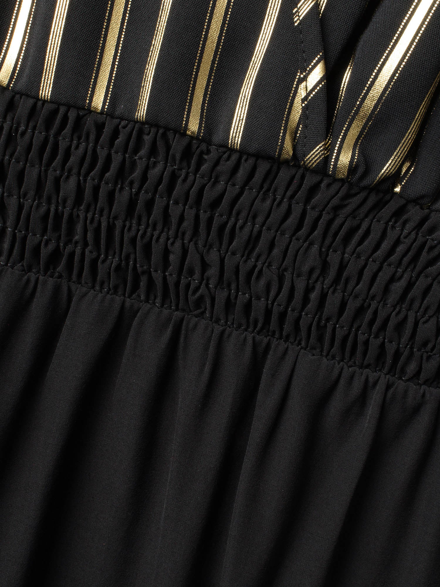 Glitter Striped Patchwork Shirred Jumpsuit - Image 4